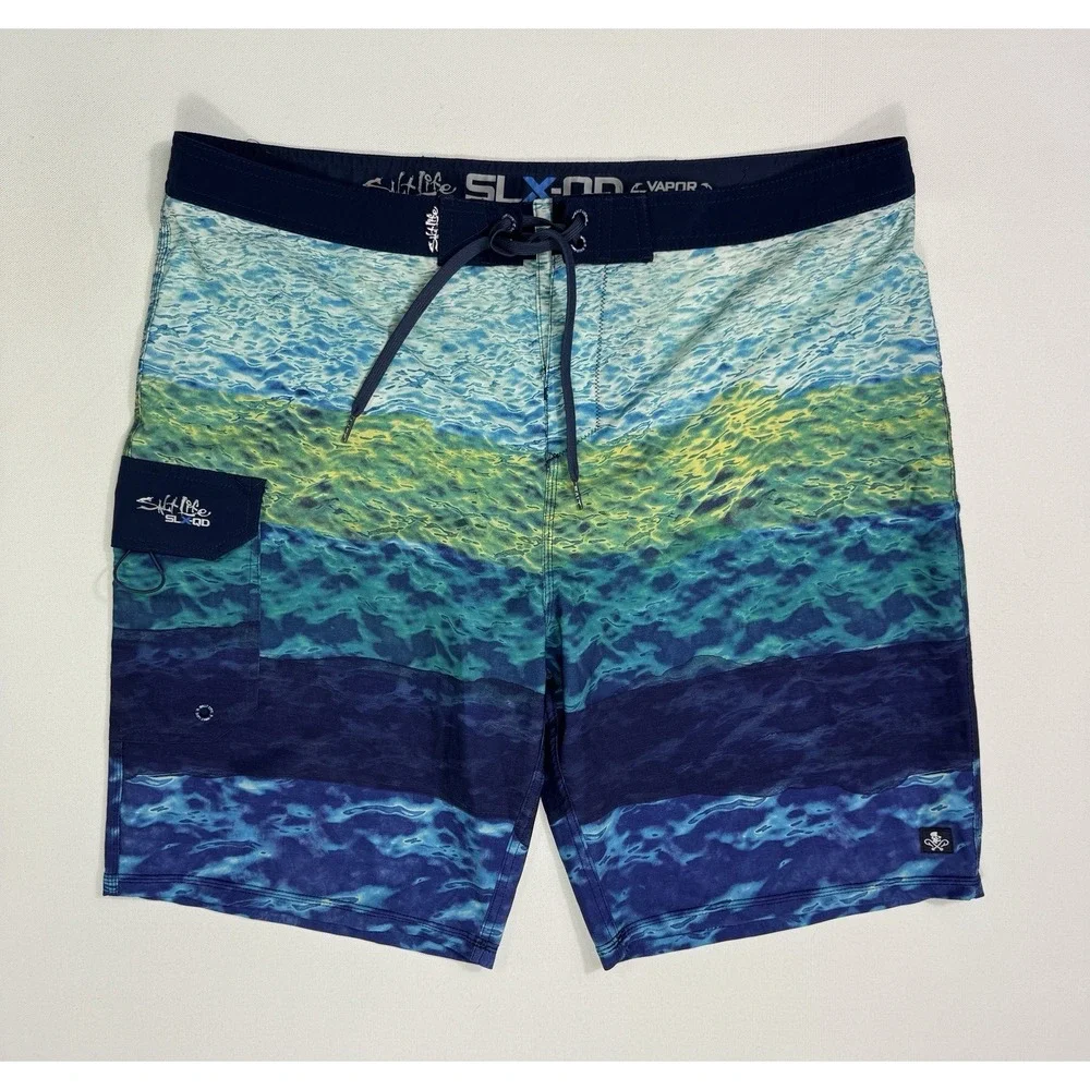 Salt Life SLX-QD Vapor Stretch Board Shorts Mens 38x9.5 Graphic Water Beach Swim